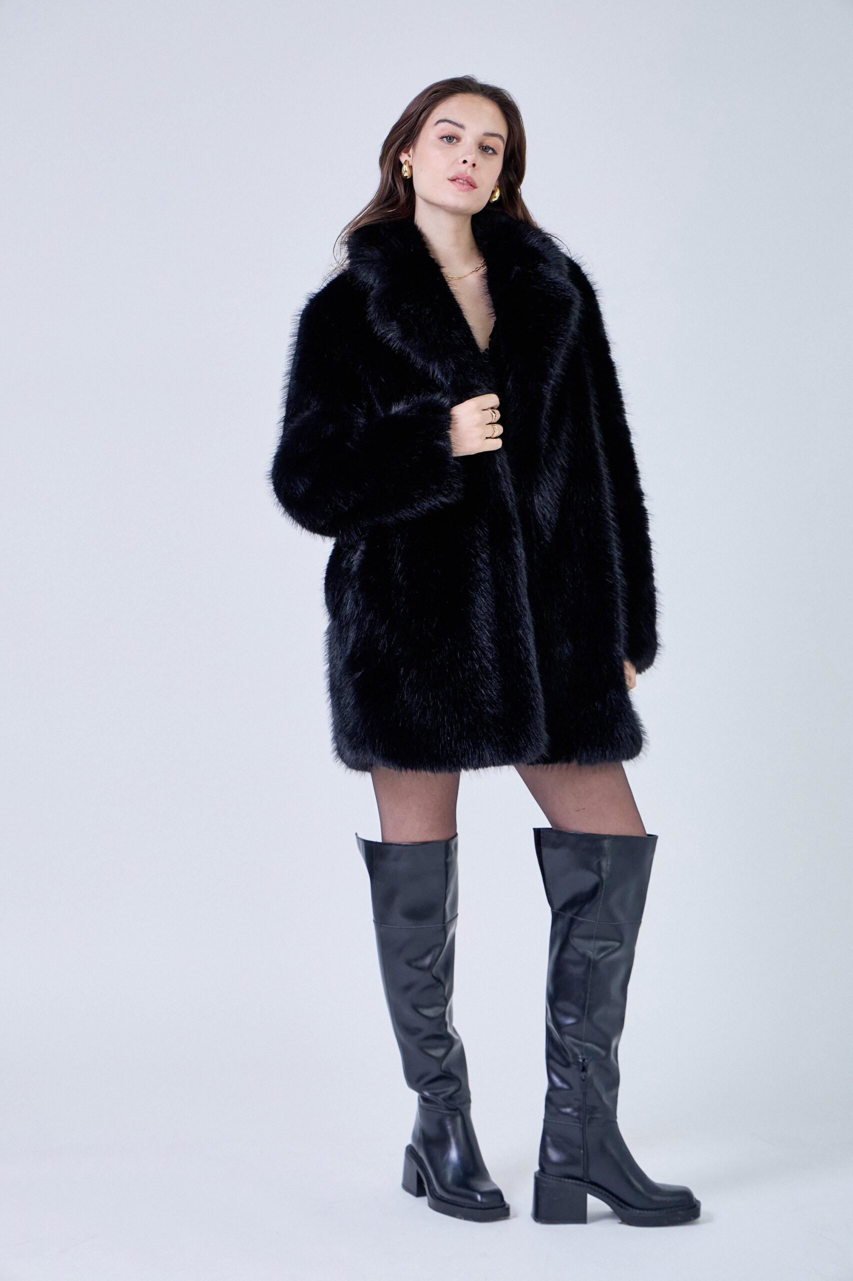 faux fur coat black Anastasi