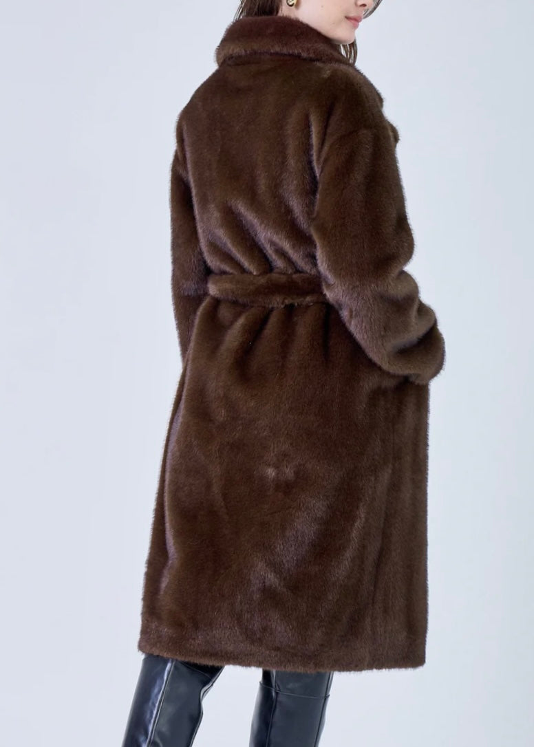 Faux fur coat brown harmony - Afbeelding 4