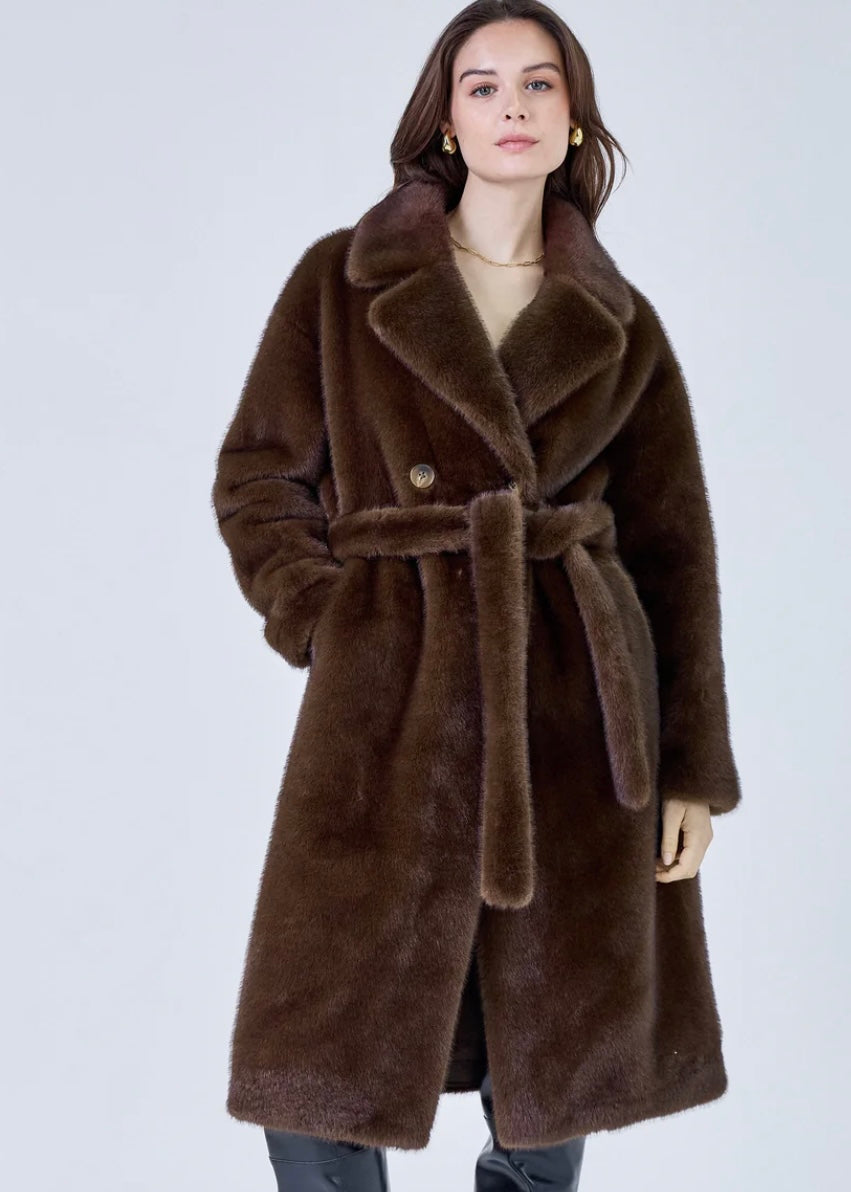 Faux fur coat brown harmony