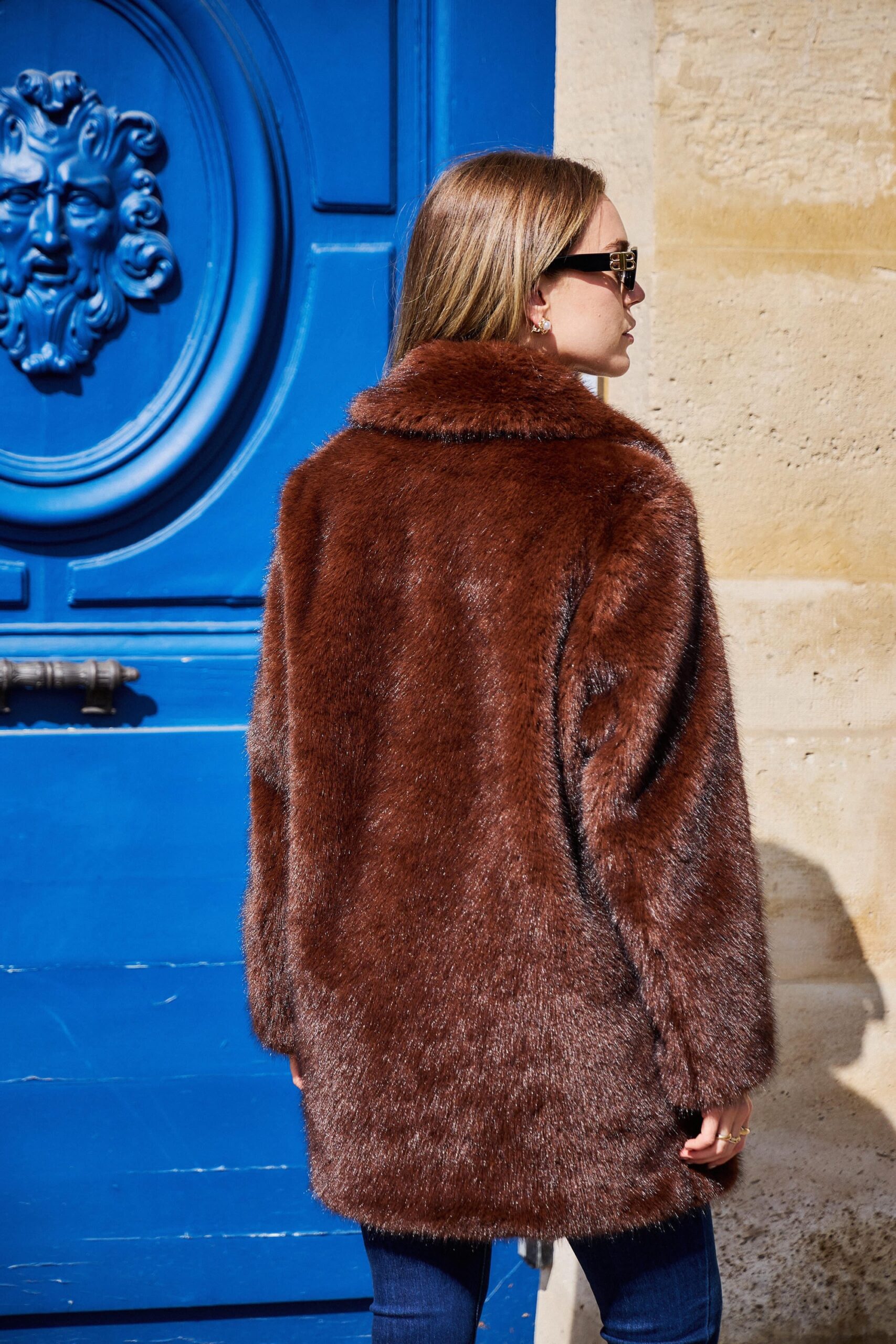 Faux fur coat Anastasia brown - Afbeelding 2