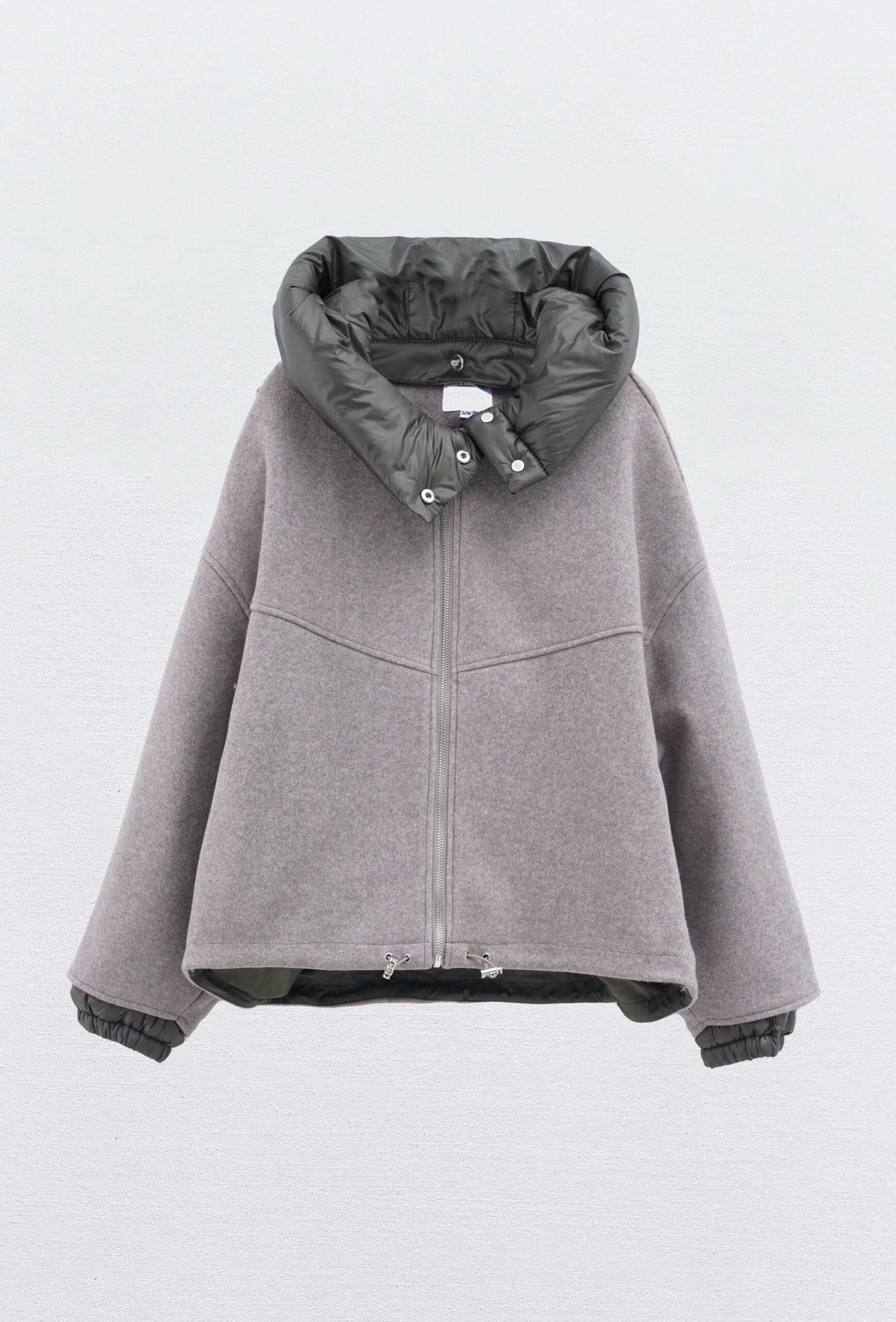 Bomber jacket met capuchon taupe - Afbeelding 2