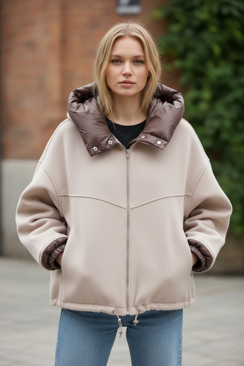 Bomber jacket capuchon beige